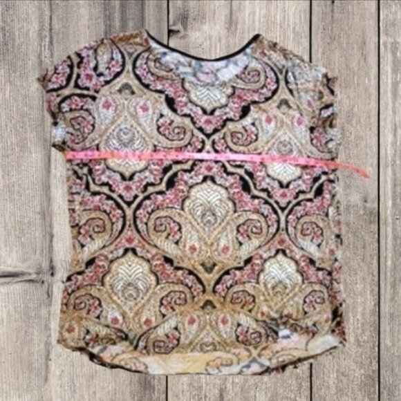 Simply Emma Plus Size Women's T-Shirt Red Black Paisley Floral size 2X - Picture 8 of 9